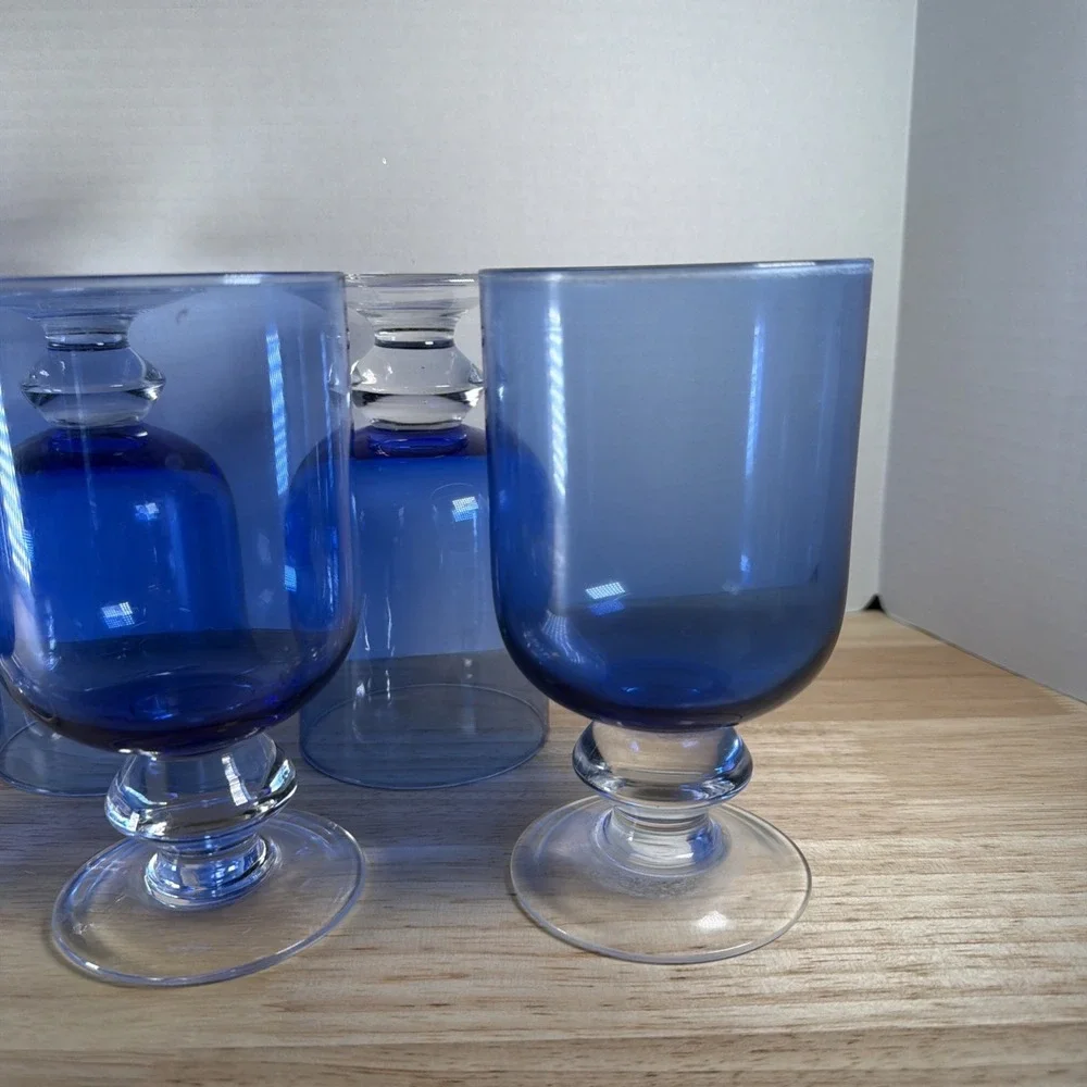 Dansk Genna Azure Blue Iced Tea Glasses Set Of 6 Modern Stemware